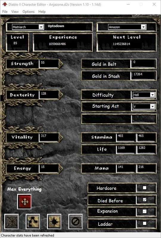 Diablo II Character Editor for Windows - Customize Your Characters