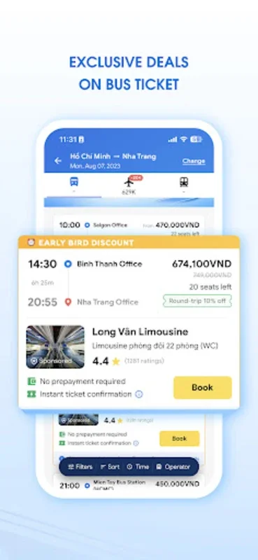 VeXeRe: Book Bus Flight Ticket for Android - No Download Required