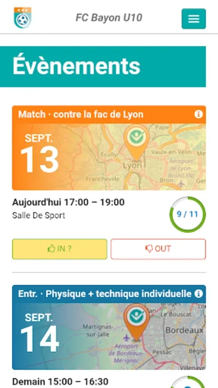 YaEntrainement.fr for Android - Manage Sports Teams Easily