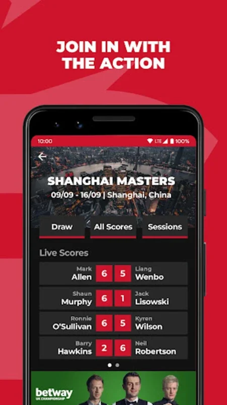 World Snooker for Android: Real - Time Scores and Highlights