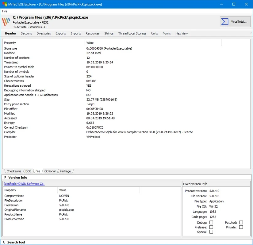 MiTeC EXE Explorer for Windows - Analyze EXE Files