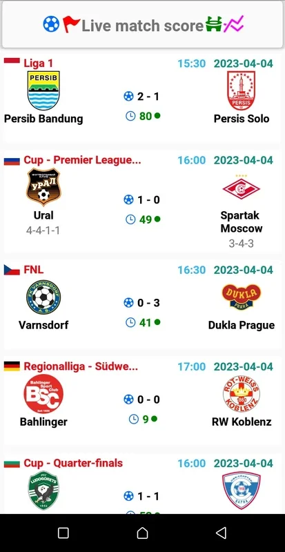 Live Football Score for Android - Real-Time Updates