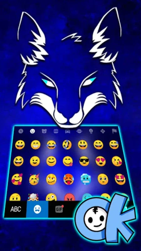 Neon Wolf Blue Keyboard Background for Android: Customize Your Typing