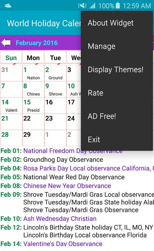 World Holiday Calendar for Android - Stay Organized with Holidays