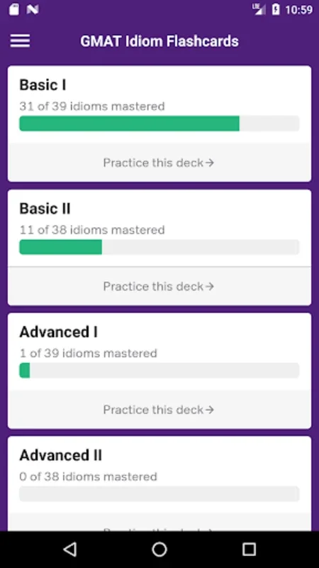 GMAT Idiom Flashcards for Android - Enhance Verbal Skills