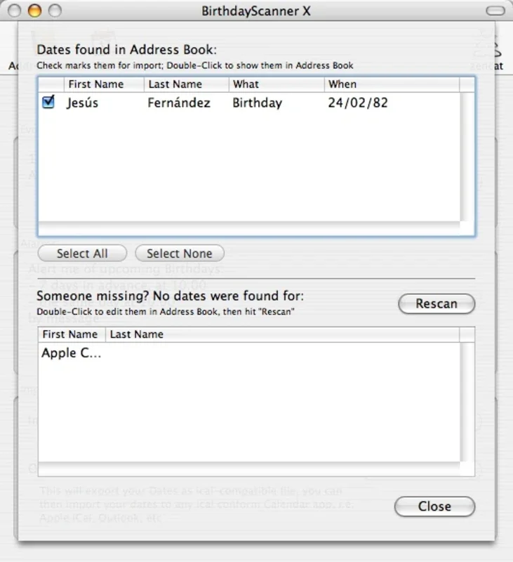 Birthday Scanner X for Mac: Simplify Birthday Tracking