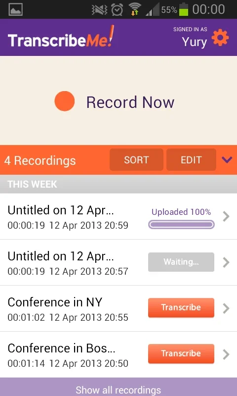 TranscribeMe for Android - Transcribe Audio and Video Files