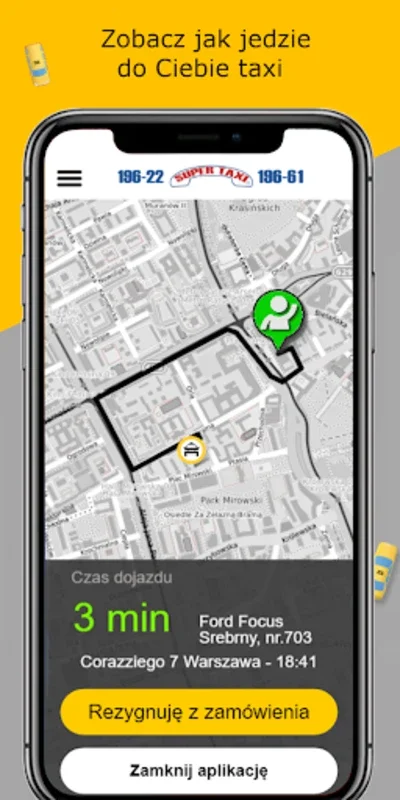 SUPER TAXI Warszawa 196 22 for Android - Efficient Taxi Booking