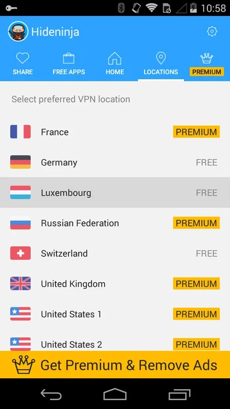 Hideninja Free VPN for Android: Bypass Location Restrictions