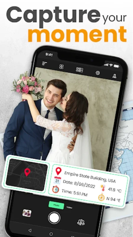 GPS maps timestamp camera app for Android - Enrich Your Photos