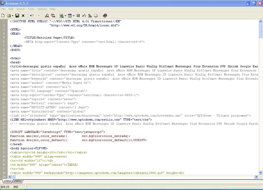 Araneae for Windows - A Free HTML Editing Tool