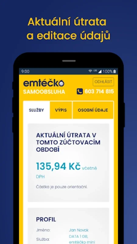 emtéčko for Android - Streamline Mobile Services