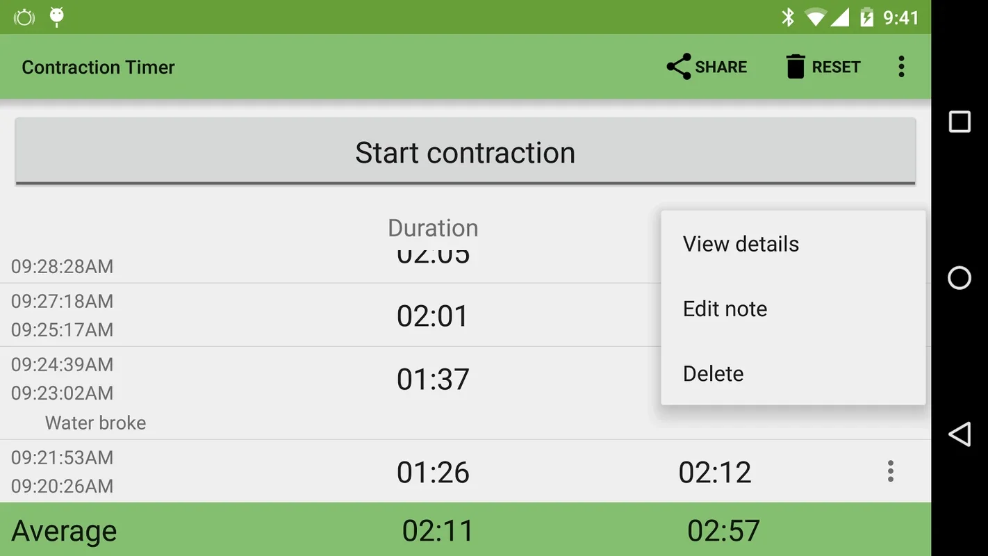 Contraction Timer for Android - Effective Labor Monitoring