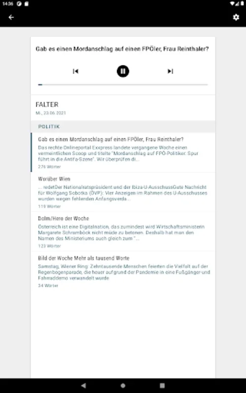 Falter ePaper for Android - Free Digital Weekly Journalism