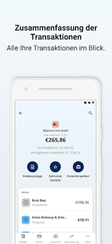 Advanzia for Android: Secure and Convenient Credit Card Management