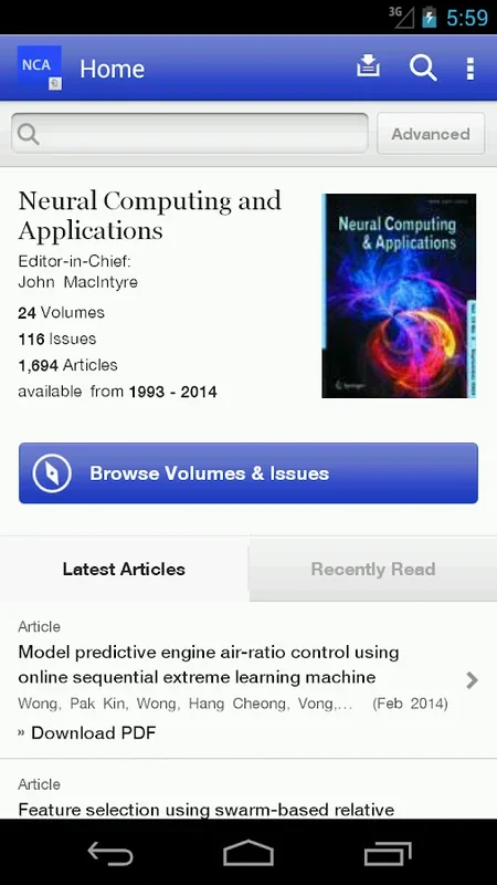 Neural Computing Applications for Android: Advanced Computing