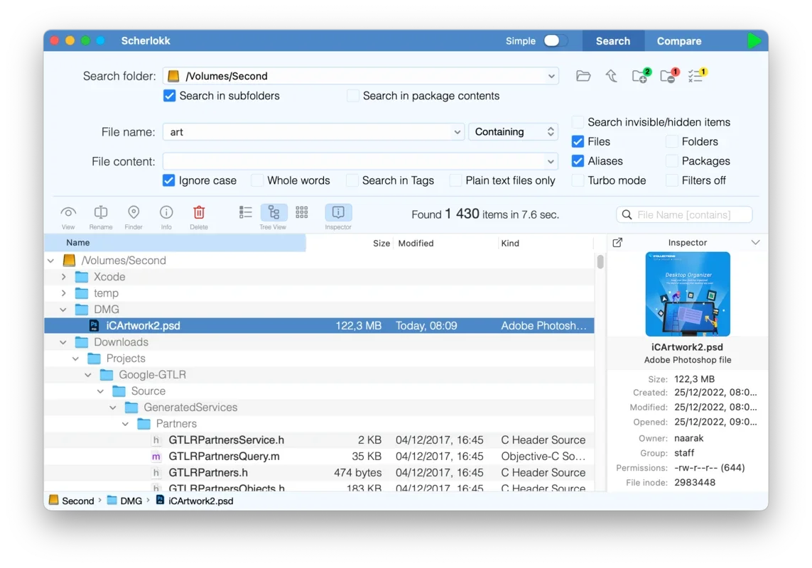 Scherlokk for Mac - The Fast File Searcher