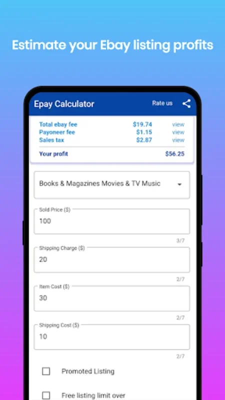 Ebay Payoneer Fee Calculator for Android: Estimate Profits Easily