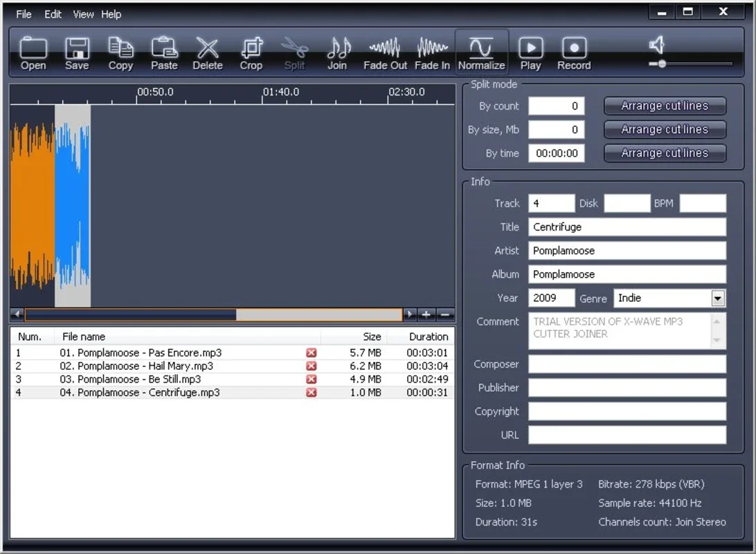 X-Wave MP3 Cutter Joiner for Windows - Free Download