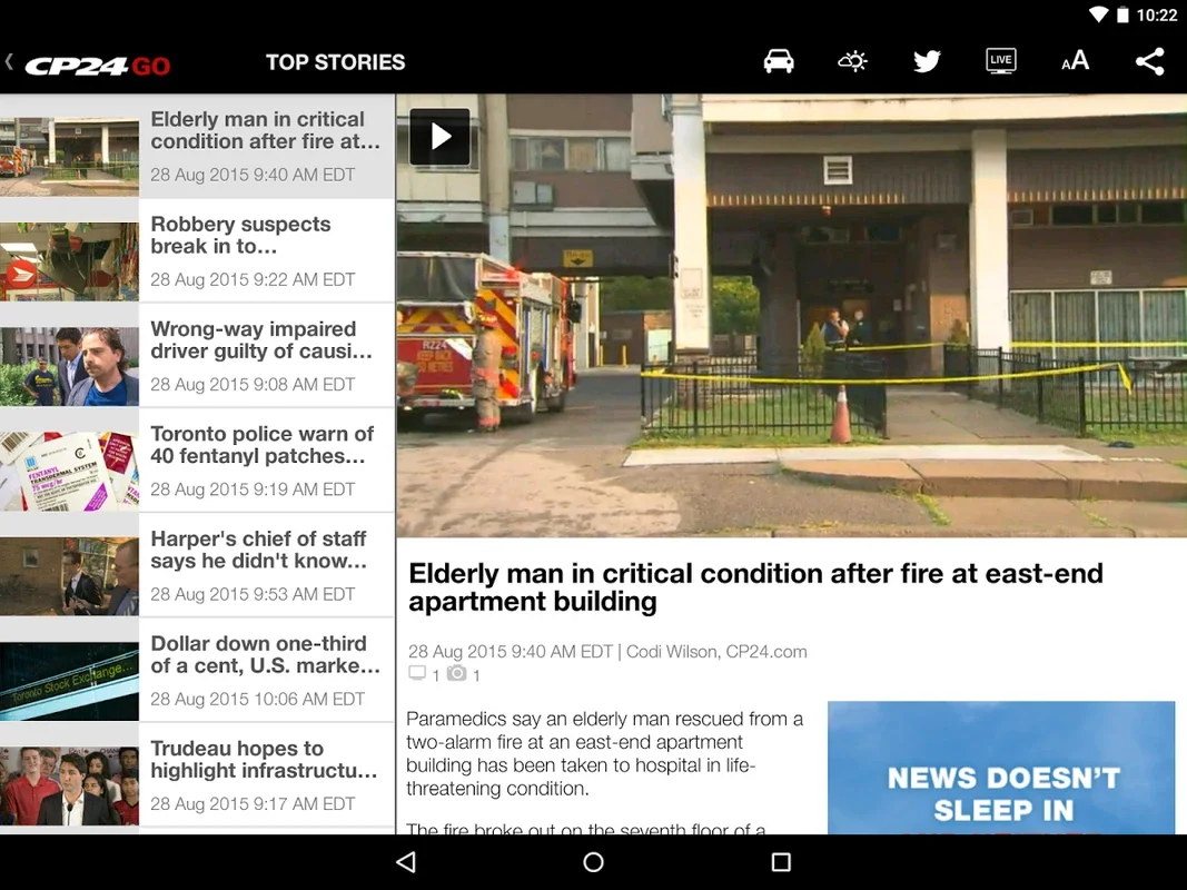 CP24 GO for Android: Toronto Updates at Your Fingertips