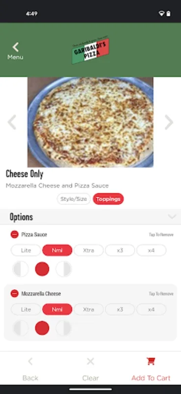 Garibaldi’s Pizza for Android - Authentic Italian Dishes