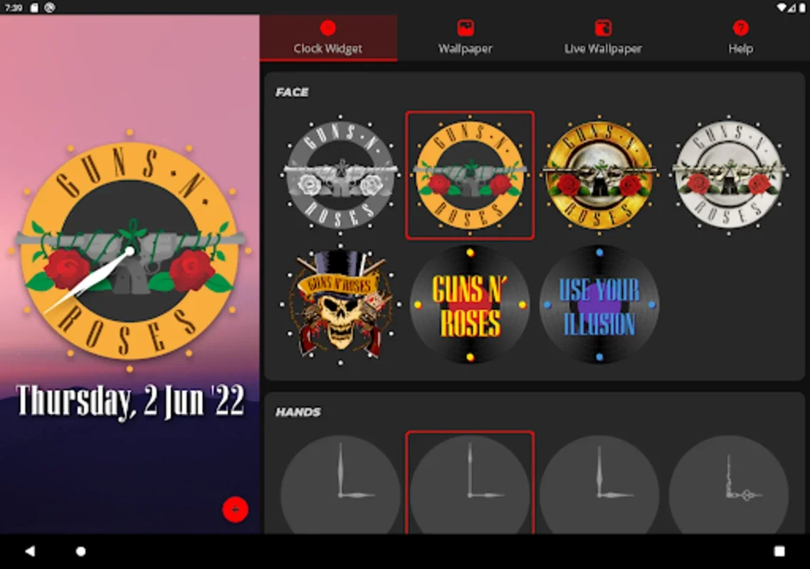 GNR Clock Widget & Wallpapers for Android - Personalize with Rock Style