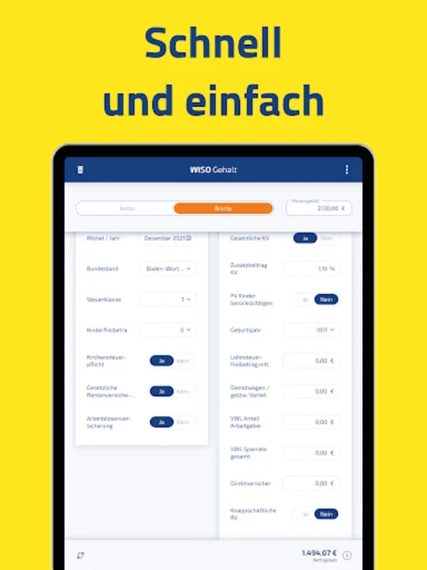 WISO Gehalt 2015 for Android: Accurate Net Salary Calculation