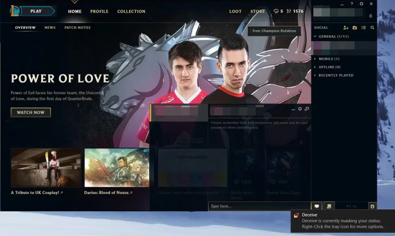 Deceive for Windows: Appear Offline in Riot Games