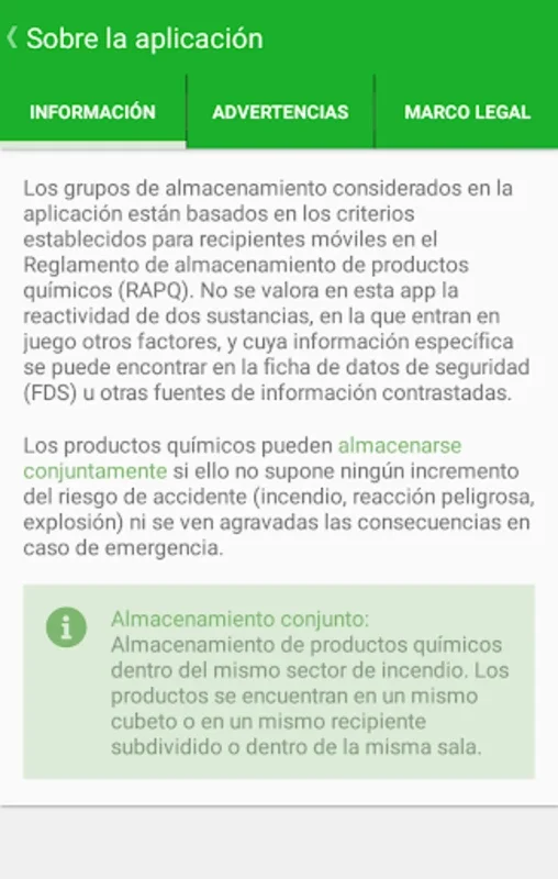 Almacenamiento p. químicos for Android: Secure Chemical Storage