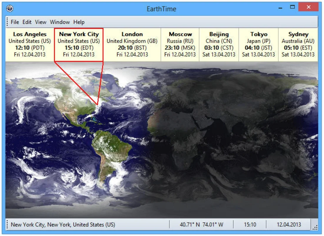 EarthTime for Windows - Know Global Time Easily