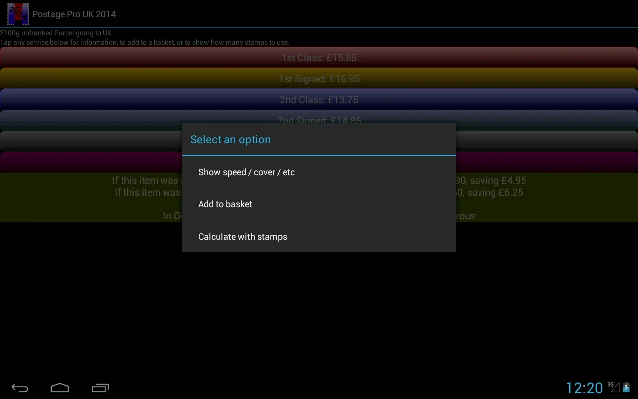Postage Pro UK 2014 Free for Android - Calculate UK Postage Easily