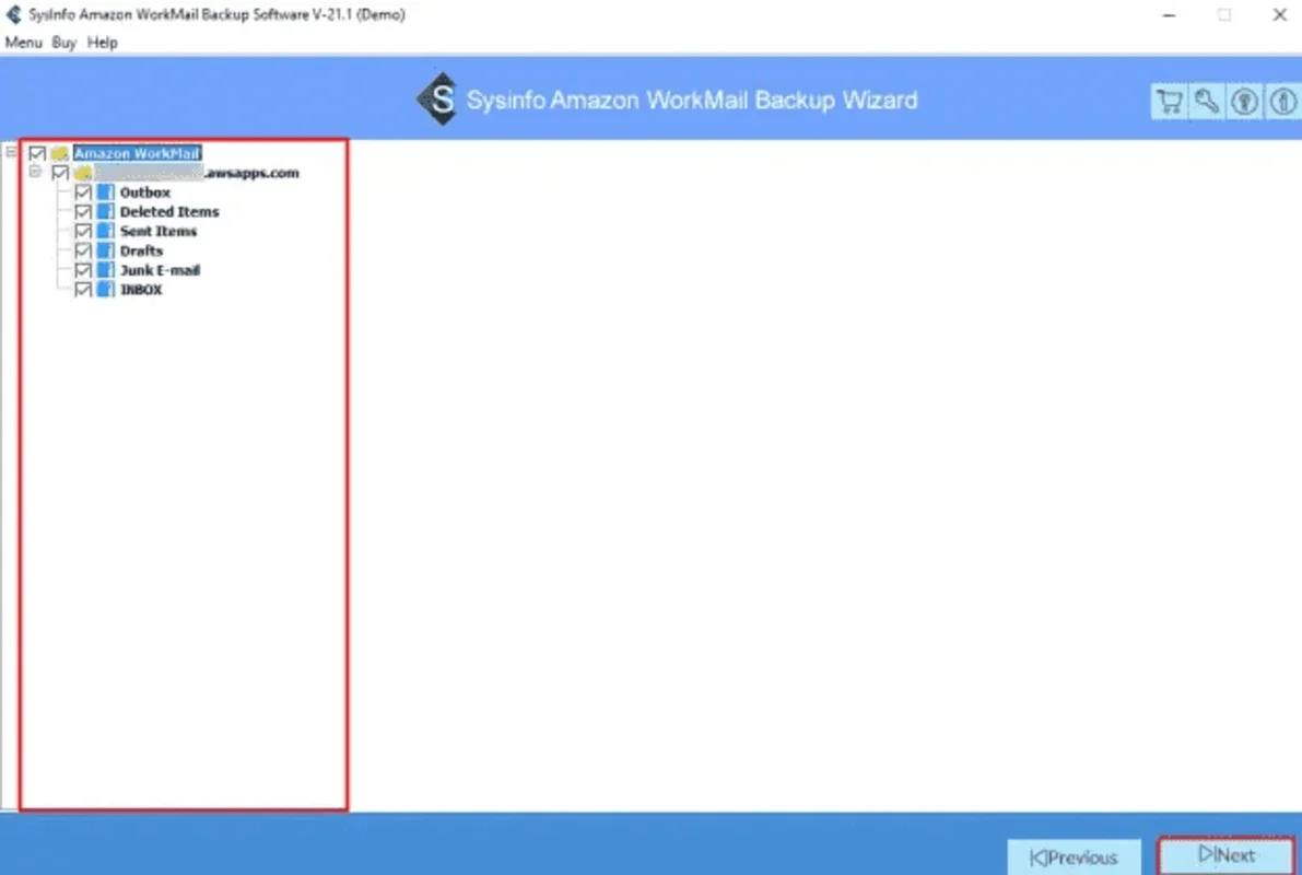 Sysinfo Amazon WorkMail Backup Tool for Windows - Secure Backup Solution