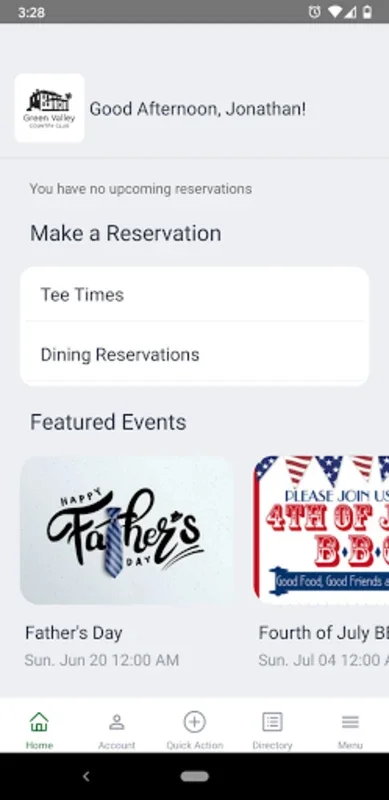 GVCC for Android: Simplify Golf and Dining Experiences