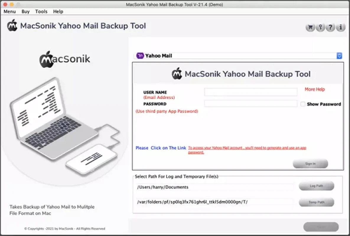 MacSonik Yahoo Mail Backup Tool for Mac - Secure Your Yahoo Emails