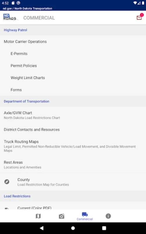 ND Roads for Android: Real-Time ND Travel Info