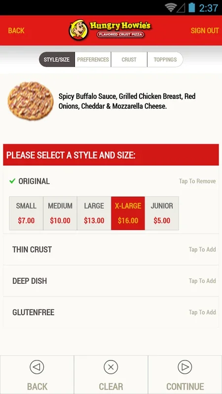 Hungry Howies Pizza for Android - Enjoy Unique Flavored Crusts