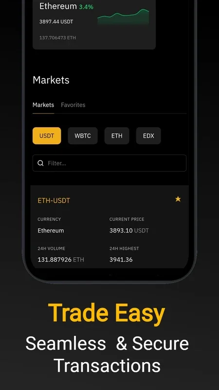 EADX for Android - Secure Cryptocurrency Trading Platform