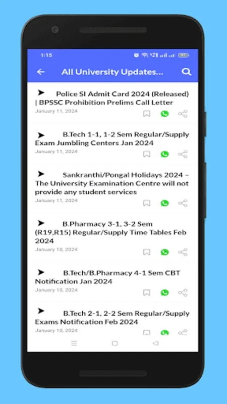 JNTU Fast Updates for Android: All - in - One Academic Resource