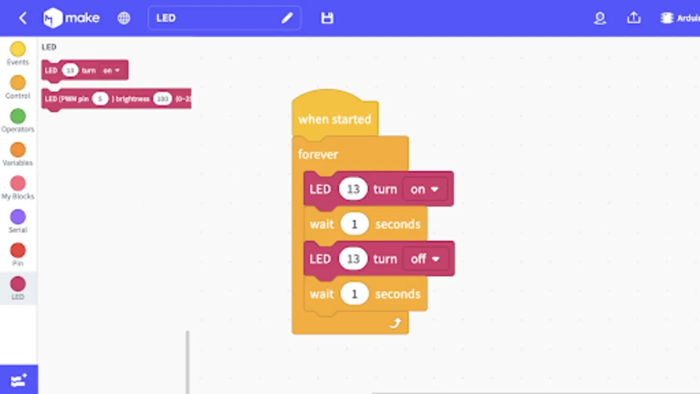 MAKE: Arduino coding simulator for Android - No Download Needed