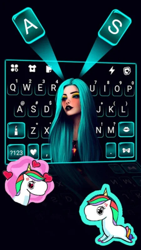 Gothic Neon Girl Keyboard Back for Android - Enhance Typing