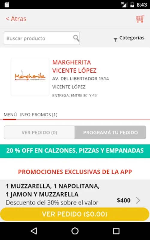 Margherita Pizza for Android - Seamless Food Delivery