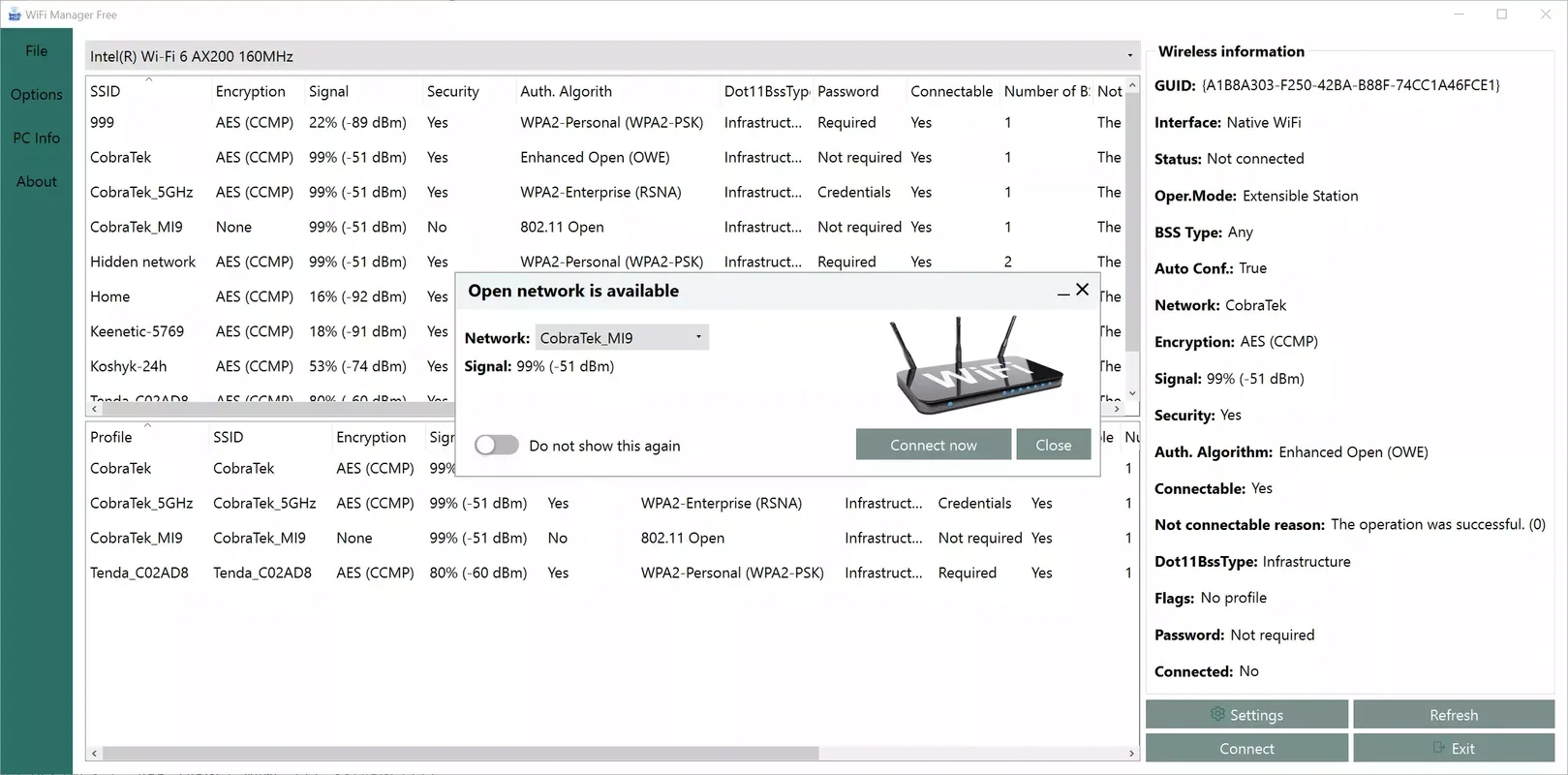 CobraTek WiFi Manager Free for Windows: Simplify WiFi Management