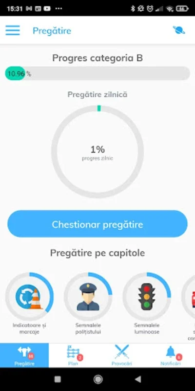 Chestionare auto SoferOnline for Android - Ace Driving Tests with Custom Study Plans