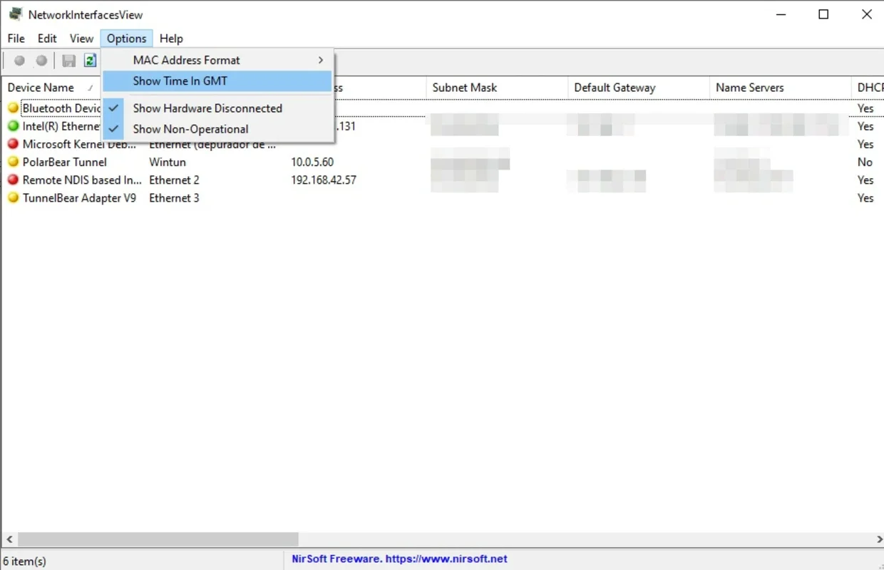 NetworkInterfacesView for Windows - View Network Adapters Easily