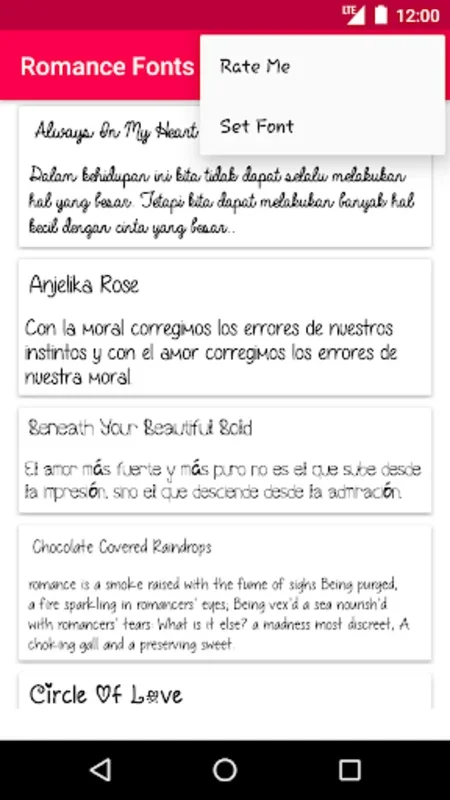 Romance Fonts for FlipFont for Android - Enhance Texting