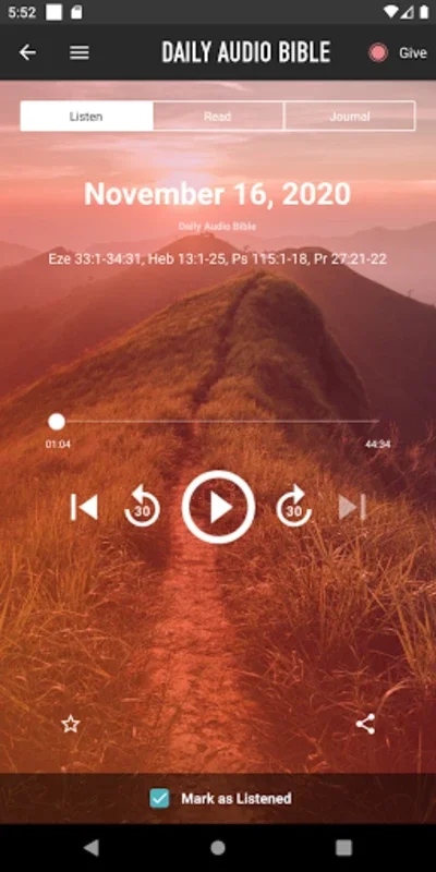 Daily Audio Bible Mobile App for Android - A Spiritual Companion