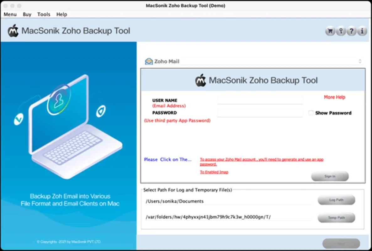 MacSonik Zoho Backup Tool for Mac - Efficient Mail Backup