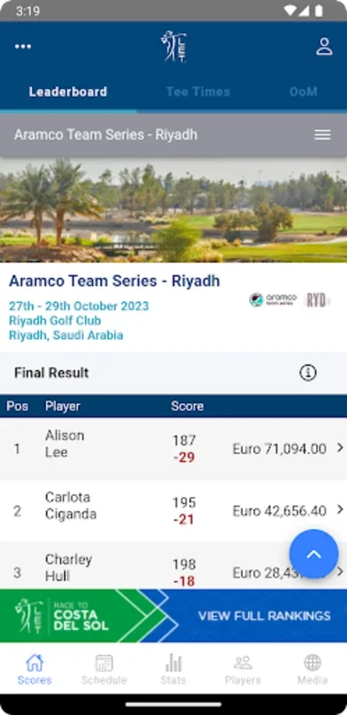 Ladies European Tour for Android - Get Real-time Updates