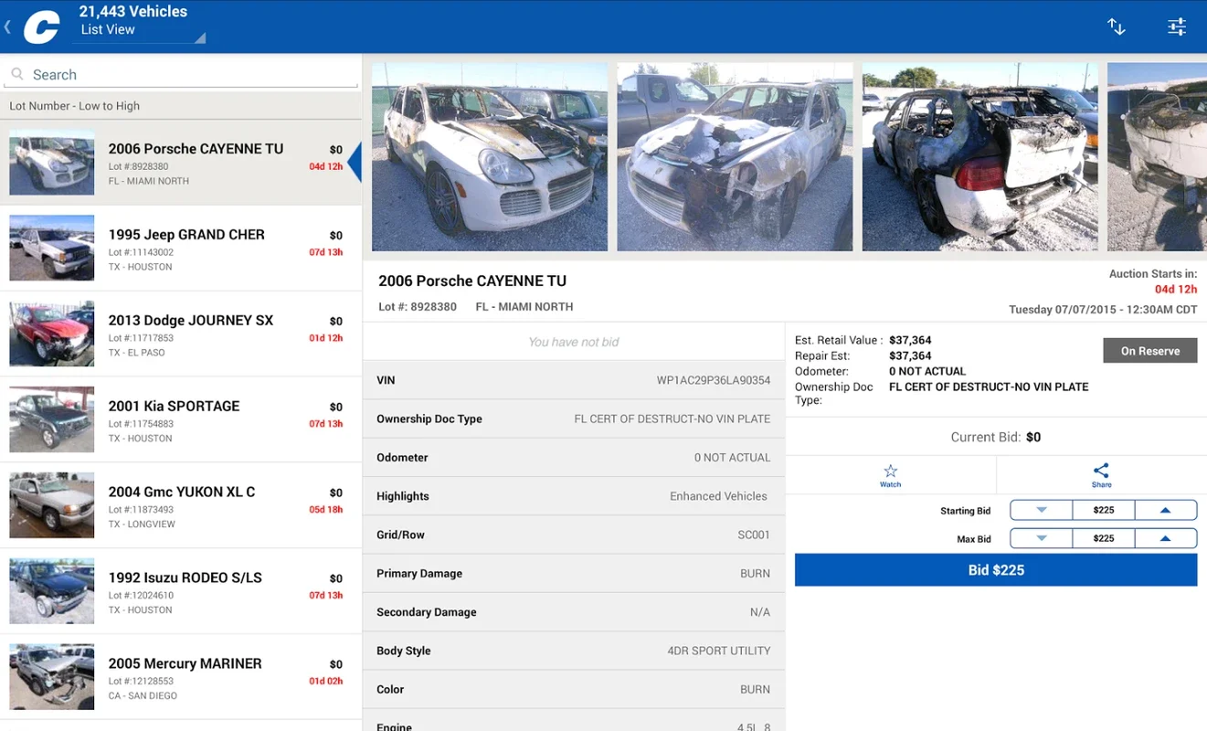 Copart for Android - A Vast Vehicle Auction Platform