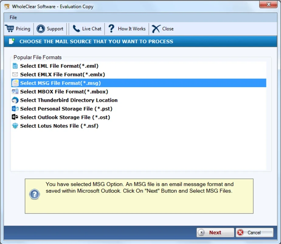 WholeClear MSG Converter for Windows - Securely Migrate Outlook Files